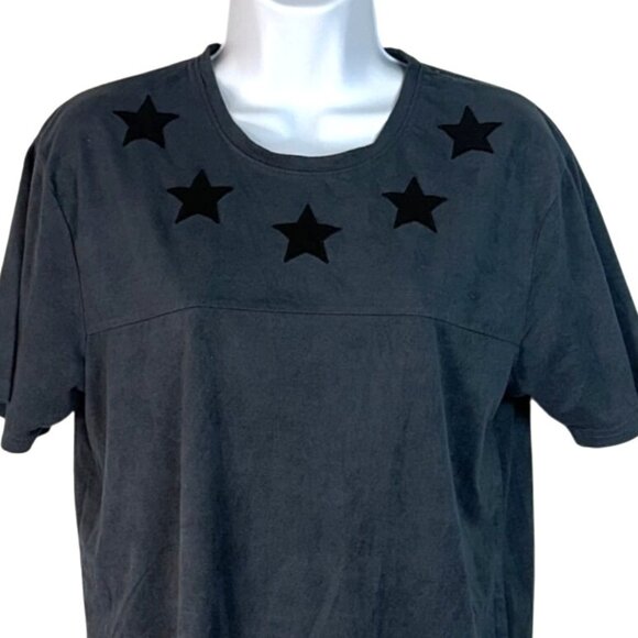 Loyalty & Faith Gray Short Sleeve Patriotic Star Patch Crewneck T-Shirt Men's L - Picture 3 of 7